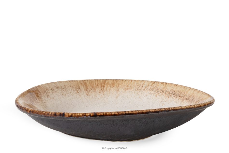 PRIMA Handglasierte tiefe Servierplatte hellbeige hellbeige - Foto 0