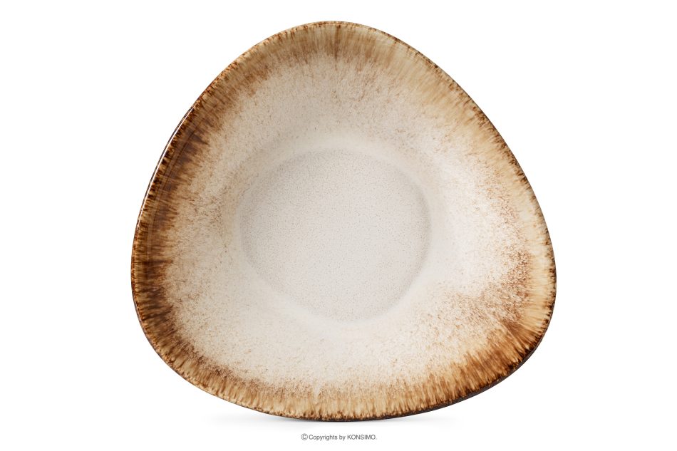 PRIMA Handglasierte tiefe Servierplatte hellbeige hellbeige - Foto 4