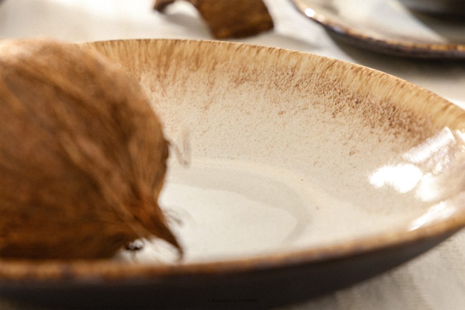 PRIMA Handglasierte tiefe Servierplatte hellbeige hellbeige - Foto 7