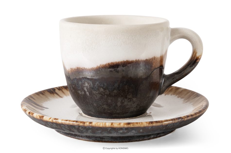 PRIMA Handglasierte Espressotasse Untertasse hellbeige hellbeige - Foto 5