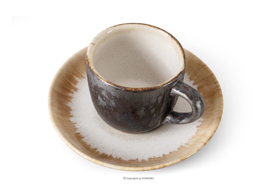 PRIMA Espressotasse Untertasse handglasiert hellbeige hellbeige - Foto 6