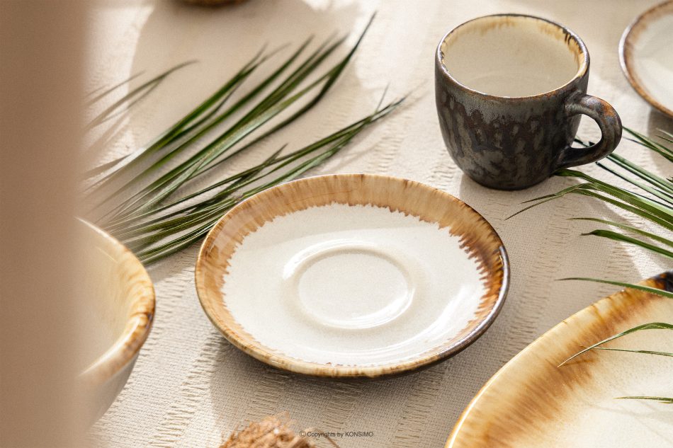 PRIMA Espressotasse Untertasse handglasiert hellbeige hellbeige - Foto 1