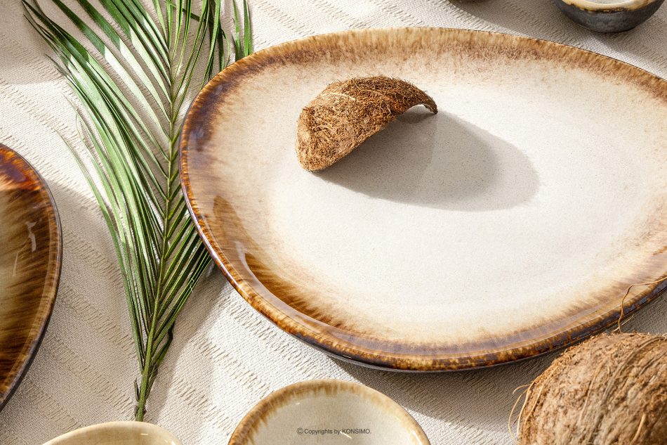 PRIMA Handglasierte Keramik Speiseteller 6 Stück hellbeige hellbeige - Foto 8