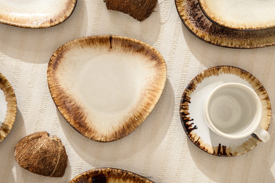 PRIMA Keramischer handglasierter Dessertteller 6 Stück hellbeige hellbeige - Foto 8