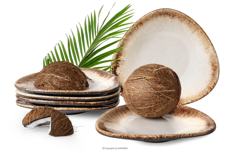 PRIMA Handglasierte Keramik Frühstücksteller 6 Stück hellbeige hellbeige - Foto 0