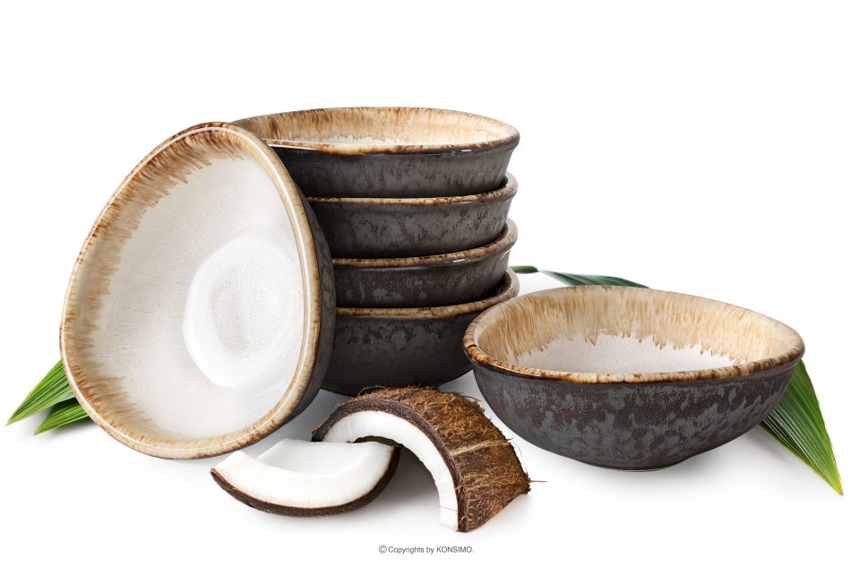 PRIMA Handglasierte Keramikschale 6 Stück hellbeige hellbeige - Foto 0