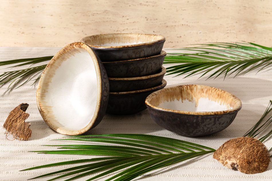 PRIMA Handglasierte Keramikschale 6 Stück hellbeige hellbeige - Foto 1