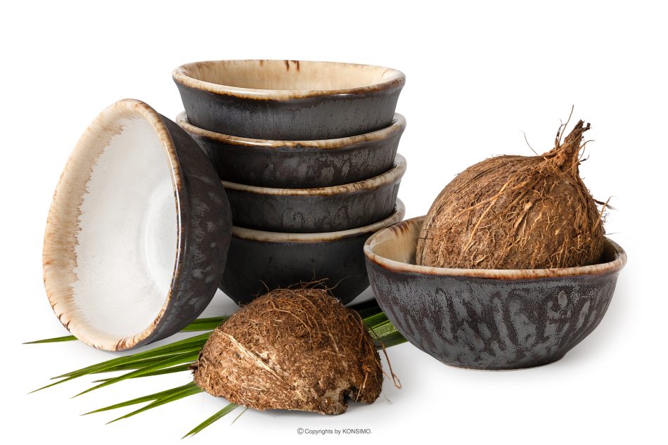 PRIMA Handglasierte Keramik Salatschüssel 6 Stück hellbeige hellbeige - Foto 0