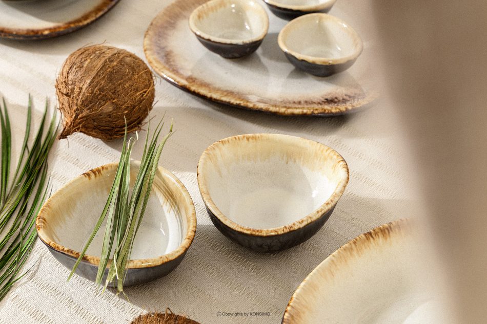 PRIMA Handglasierte Keramik Salatschüssel 6 Stück hellbeige hellbeige - Foto 6