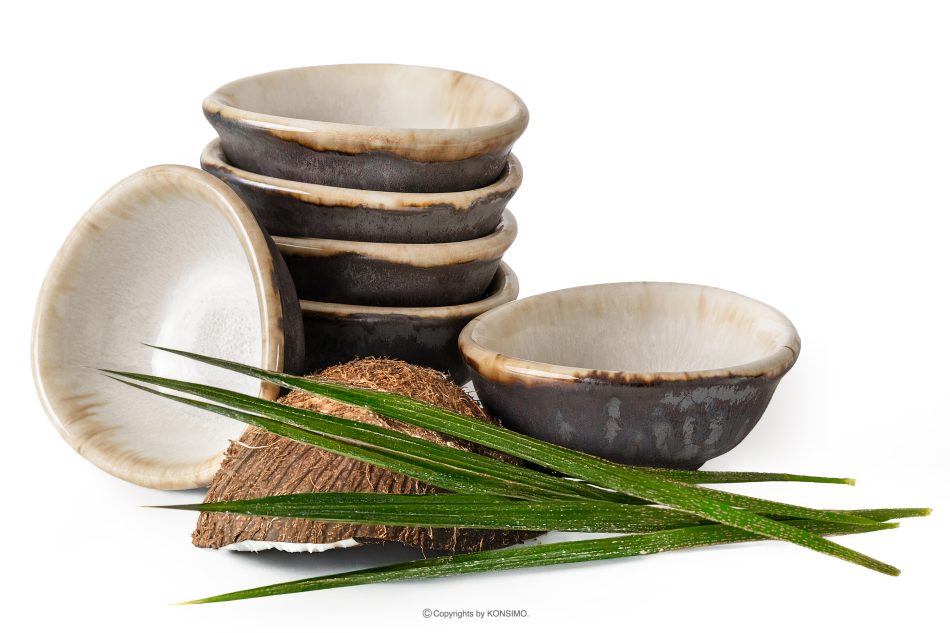 PRIMA Handglasierte Keramik Dip-Schale 6 Stück hellbeige hellbeige - Foto 0