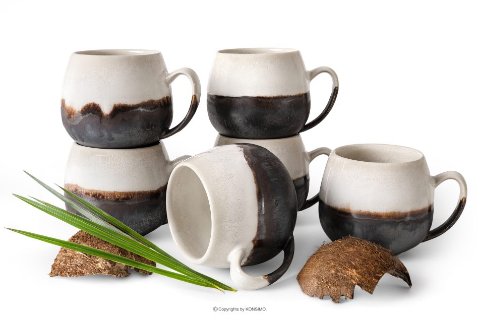 PRIMA Handglasierter Keramikbecher 6 Stück hellbeige hellbeige - Foto 0