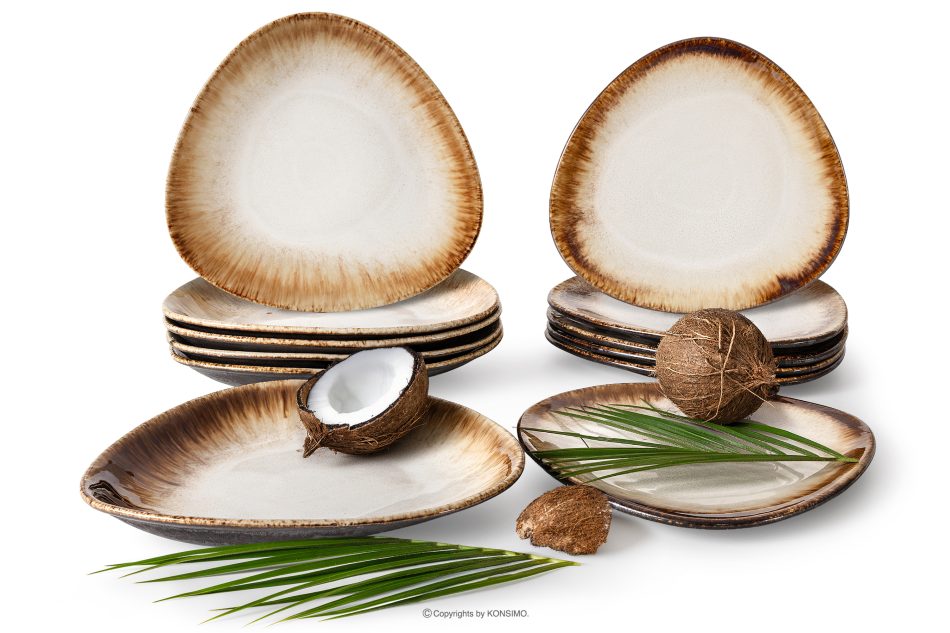 PRIMA Keramik- Geschirr-Set 6 Personen (12 tlg.) hellbeige hellbeige - Foto 0