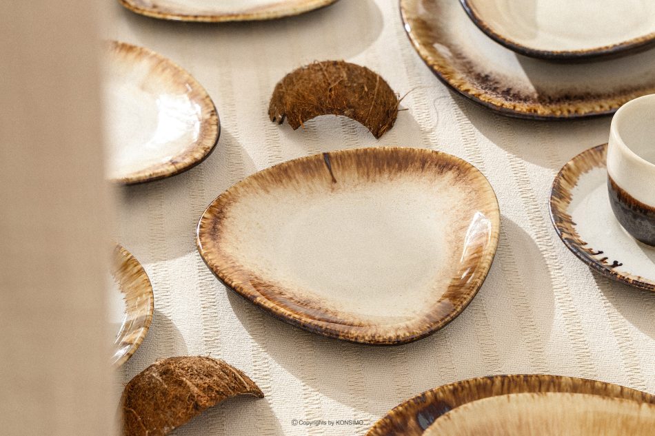 PRIMA Kombiservice aus handglasierter Keramik für 6 Personen (30 tlg.) hellbeige hellbeige - Foto 16