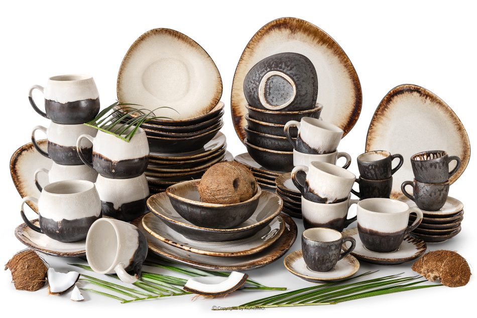 PRIMA Kombiservice aus Keramik handglasiert 6 Personen (60 tlg.) hellbeige hellbeige - Foto 0