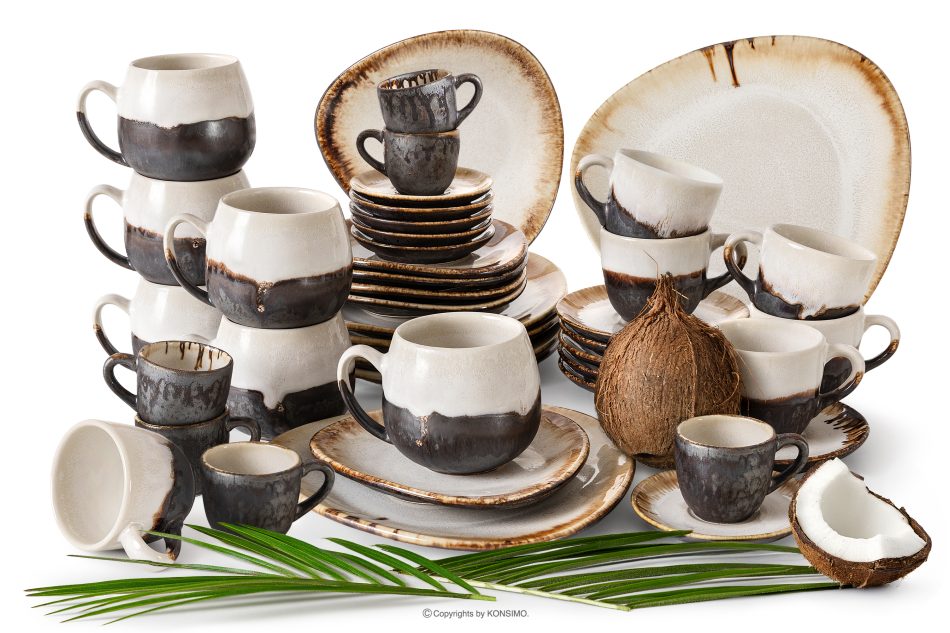 PRIMA Kaffeeservice mit Frühstücksset für 6 Personen (42 tlg.) hellbeige hellbeige - Foto 0