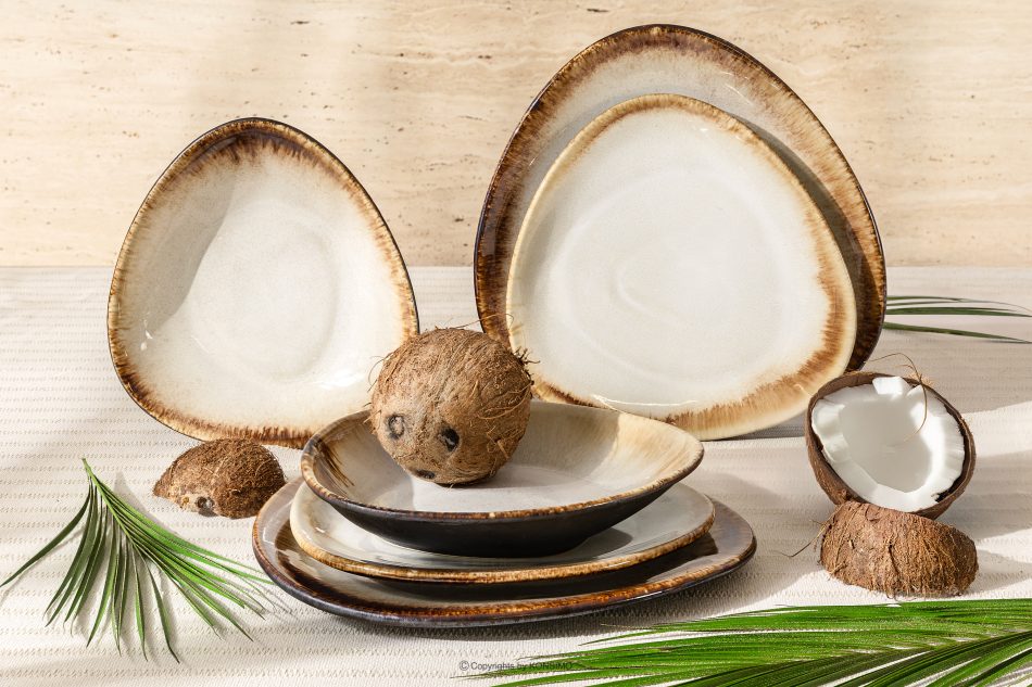 PRIMA Handglasiertes Geschirrset für 2 Personen (6 tlg.) hellbeige hellbeige - Foto 1