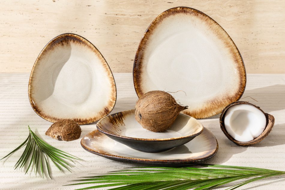 PRIMA Handglasiertes Geschirrset für 2 Personen (4 tlg.) hellbeige hellbeige - Foto 1