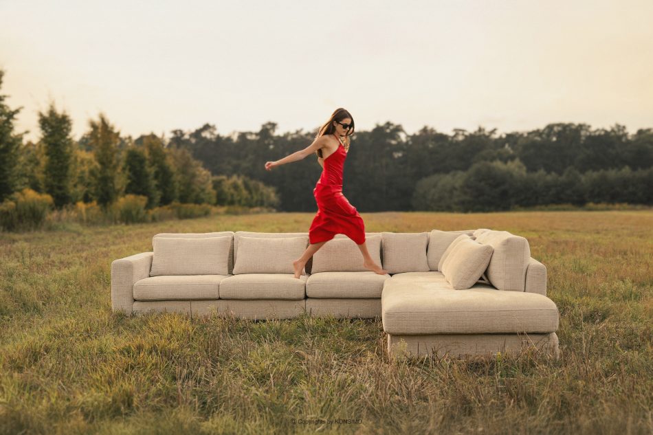 VERUS Großes Ecksofa aus geflochtenem Stoff links dunkelgrau dunkelgrau - Foto 14