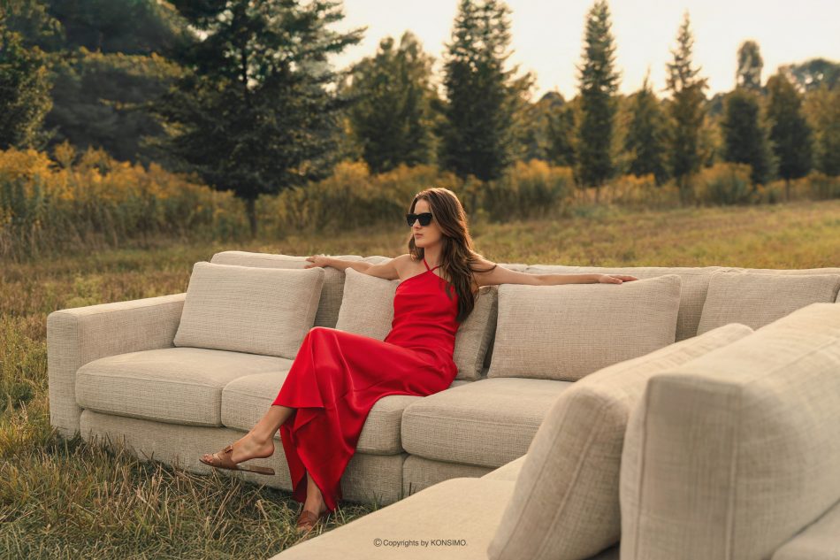 VERUS Großes Ecksofa aus geflochtenem Stoff links dunkelgrau dunkelgrau - Foto 1