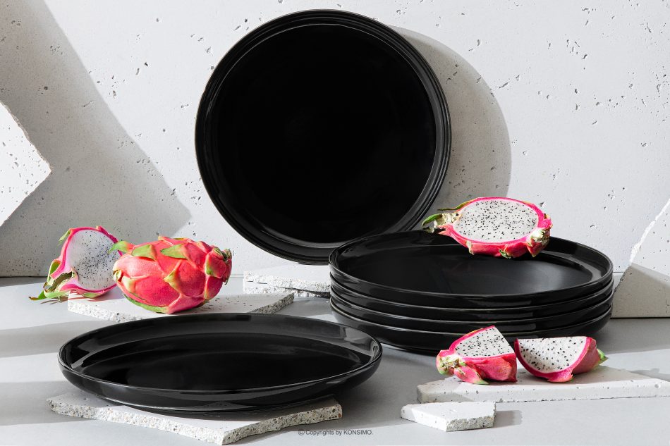 VICTO Speiseteller schwarz glänzend 6tlg. Schwarz glänzend - Foto 1