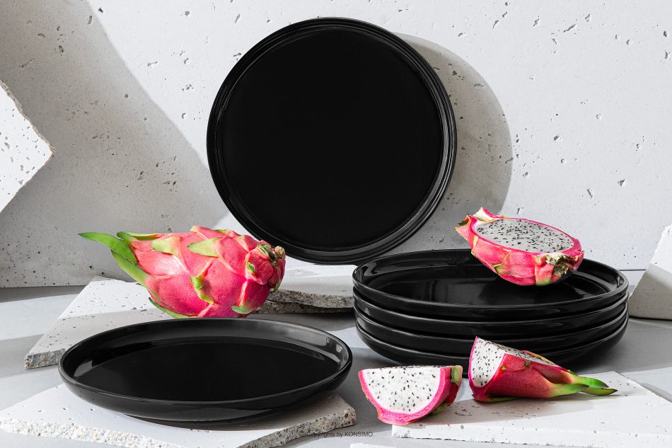 VICTO Dessertteller glänzend schwarz 6tlg. Schwarz glänzend - Foto 1