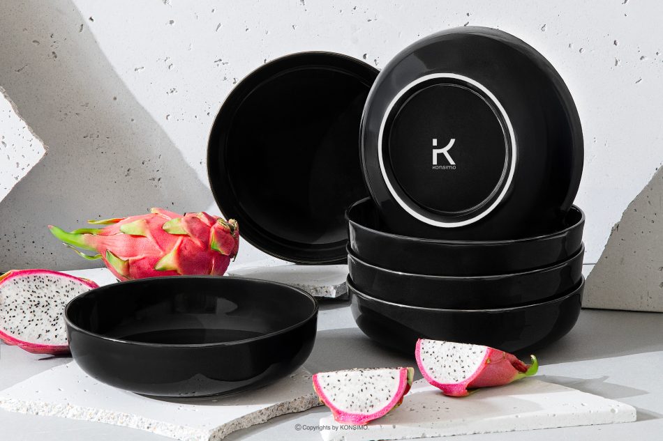 VICTO Suppenteller glänzend schwarz 6tlg. Schwarz glänzend - Foto 1