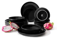 Tafelservice schwarz glänzend 6-Personen (12-tlg.)