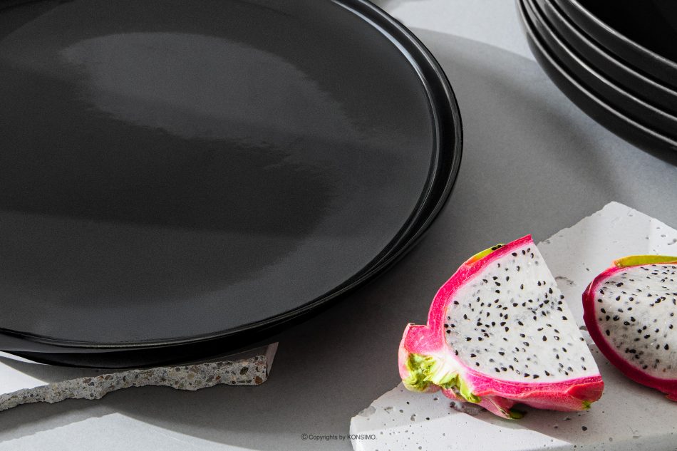 VICTO Tafelservice schwarz glänzend 6-Personen (12-tlg.) Schwarz glänzend - Foto 7