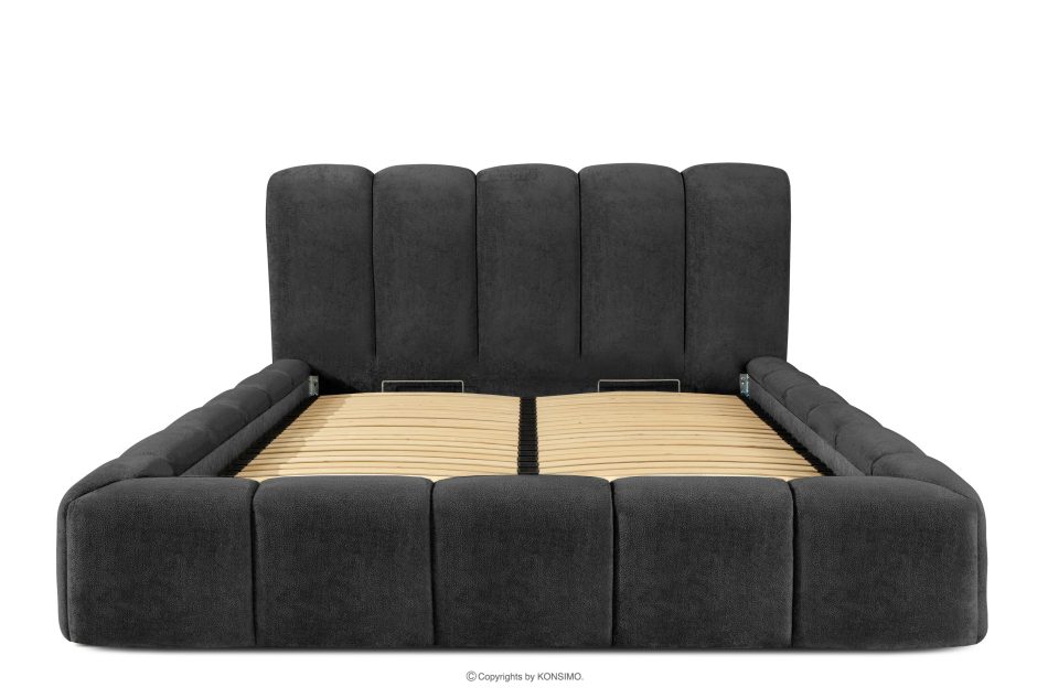 MERIDE Polsterbett 160 cm mit anthrazitfarbener Steppung anthrazit - Foto 3