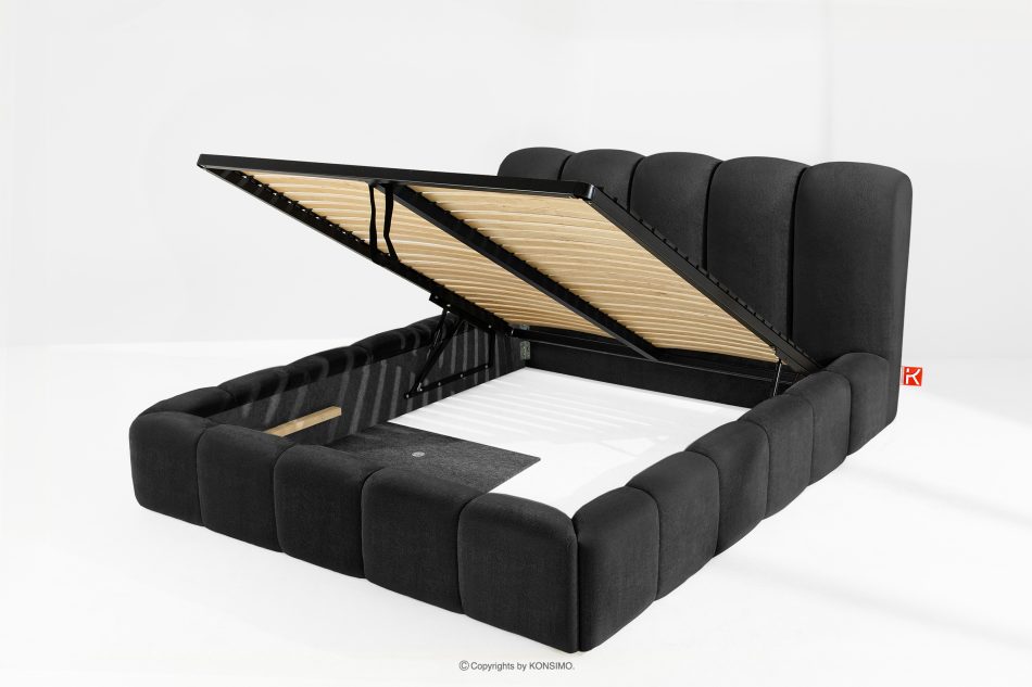 MERIDE Polsterbett 160 cm mit anthrazitfarbener Steppung anthrazit - Foto 7