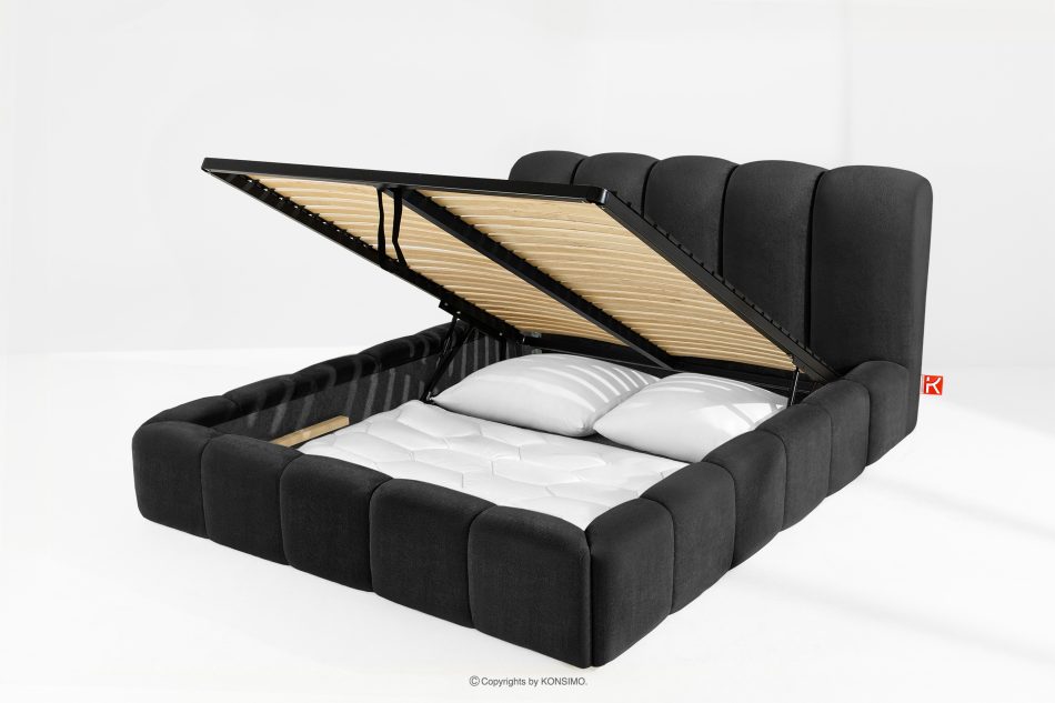 MERIDE Polsterbett 160 cm mit anthrazitfarbener Steppung anthrazit - Foto 11