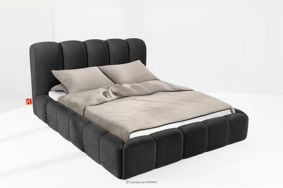 MERIDE Polsterbett 160 cm mit anthrazitfarbener Steppung anthrazit - Foto 1