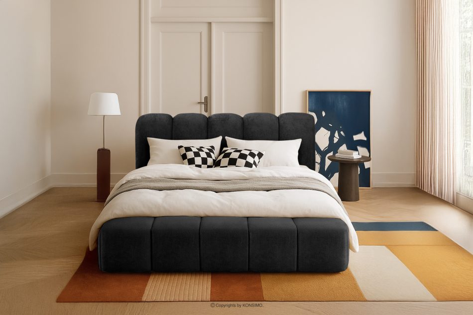 MERIDE Polsterbett 160 cm mit anthrazitfarbener Steppung anthrazit - Foto 21