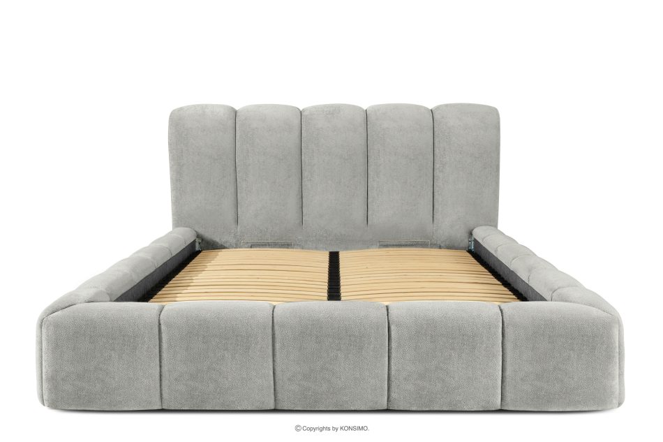 MERIDE Polsterbett 160 cm mit hellgrauer Steppung hellgrau - Foto 3