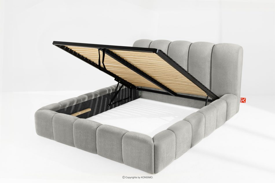 MERIDE Polsterbett 160 cm mit hellgrauer Steppung hellgrau - Foto 6