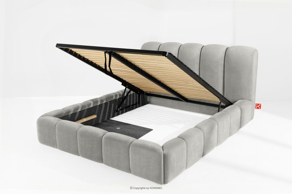 MERIDE Polsterbett 160 cm mit hellgrauer Steppung hellgrau - Foto 7