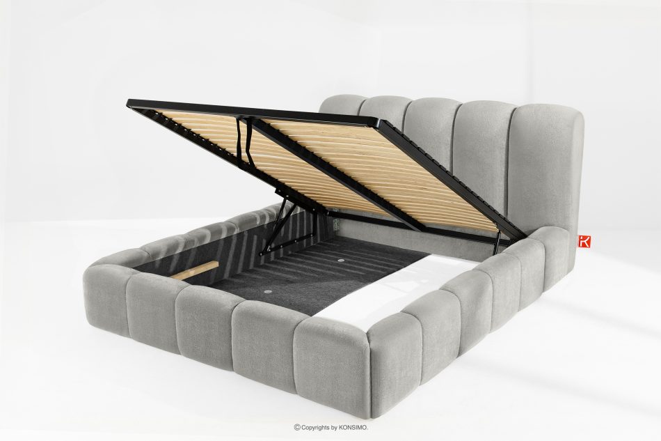 MERIDE Polsterbett 160 cm mit hellgrauer Steppung hellgrau - Foto 8