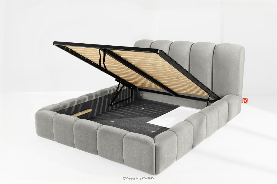 MERIDE Polsterbett 160 cm mit hellgrauer Steppung hellgrau - Foto 9