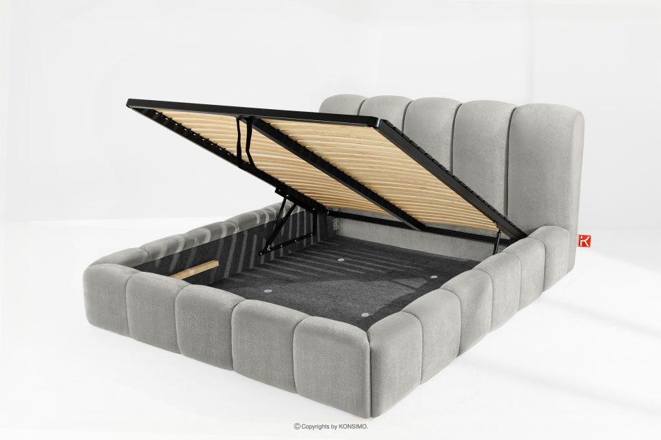 MERIDE Polsterbett 160 cm mit hellgrauer Steppung hellgrau - Foto 10