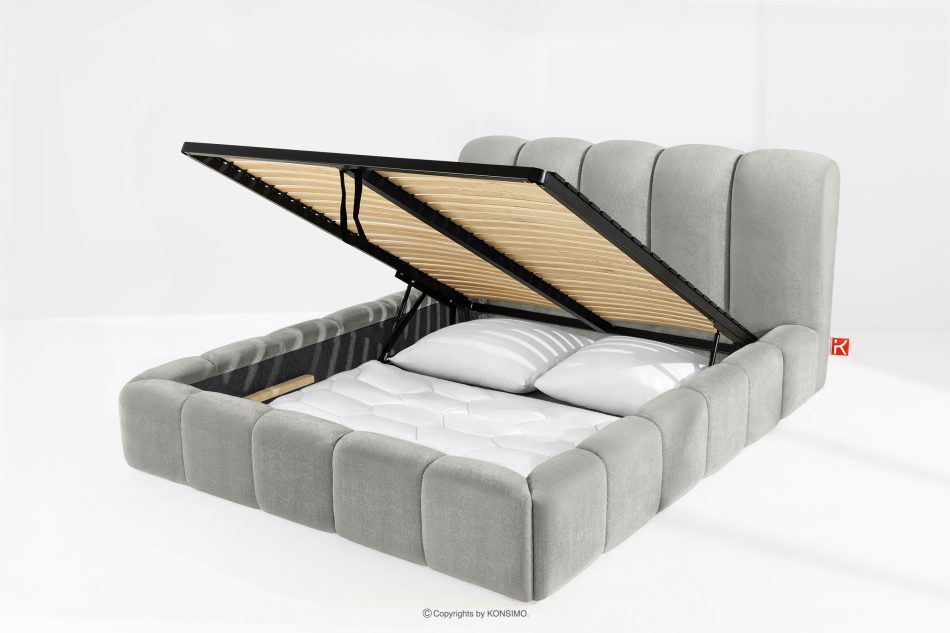 MERIDE Polsterbett 160 cm mit hellgrauer Steppung hellgrau - Foto 11