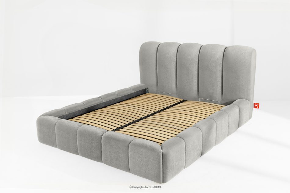 MERIDE Polsterbett 160 cm mit hellgrauer Steppung hellgrau - Foto 12