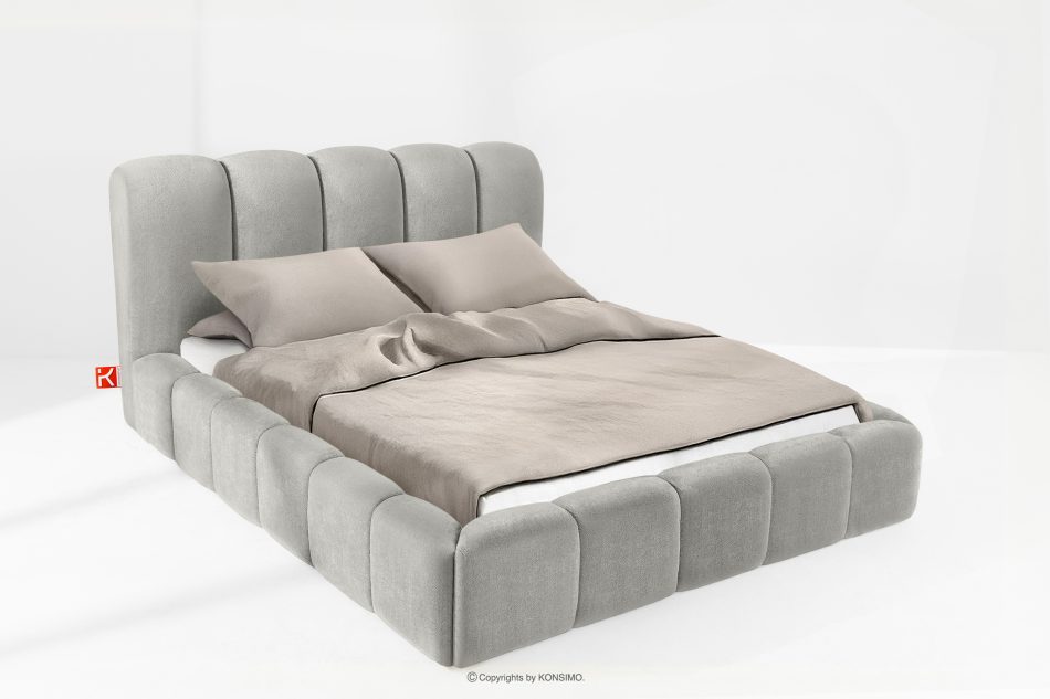 MERIDE Polsterbett 160 cm mit hellgrauer Steppung hellgrau - Foto 1