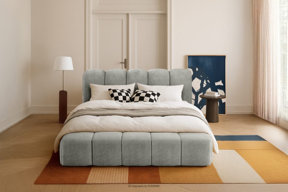 MERIDE Polsterbett 160 cm mit hellgrauer Steppung hellgrau - Foto 21