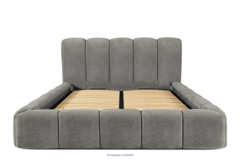 MERIDE Polsterbett 160 cm mit dunkelgrauer Steppung dunkelgrau - Foto 3