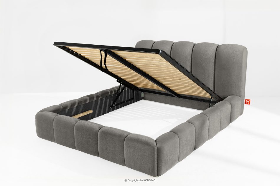 MERIDE Polsterbett 160 cm mit dunkelgrauer Steppung dunkelgrau - Foto 6