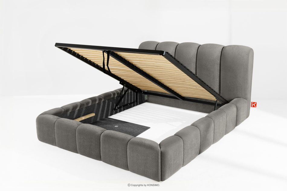 MERIDE Polsterbett 160 cm mit dunkelgrauer Steppung dunkelgrau - Foto 7