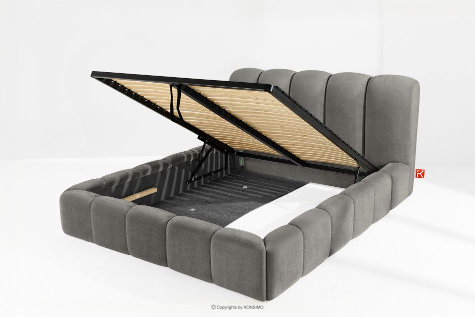 MERIDE Polsterbett 160 cm mit dunkelgrauer Steppung dunkelgrau - Foto 8