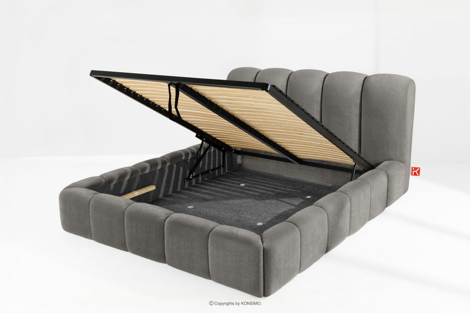 MERIDE Polsterbett 160 cm mit dunkelgrauer Steppung dunkelgrau - Foto 10