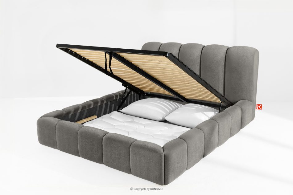 MERIDE Polsterbett 160 cm mit dunkelgrauer Steppung dunkelgrau - Foto 11