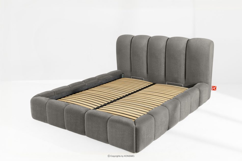 MERIDE Polsterbett 160 cm mit dunkelgrauer Steppung dunkelgrau - Foto 12